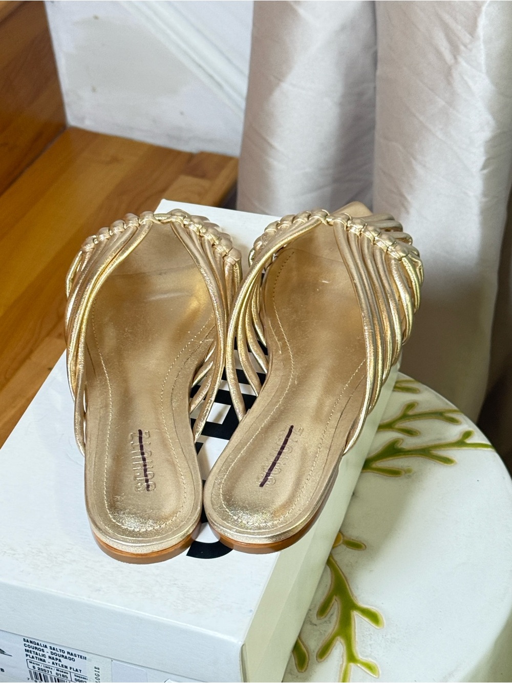 SCHUTZ Rose Gold Braided Pointed-Toe Slide Mules - Picture 12 of 16